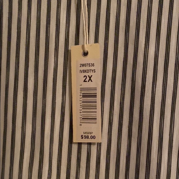 Max Studio Blue and White Boxy Blouse with Tie Front Sleeves Size 2XL - Picture 4 of 11